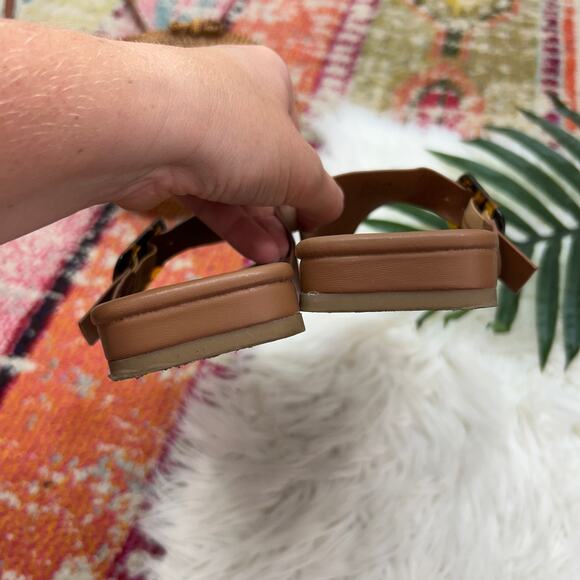 Macy's 12 Thompson Brown Tan Square Toe Slip On Slide Sandal Minimalist 7.5 - Picture 7 of 8